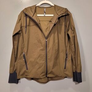 REI Co-Op Lightweight Windbreaker Jacket With Hood, Women's Size S, Green Black